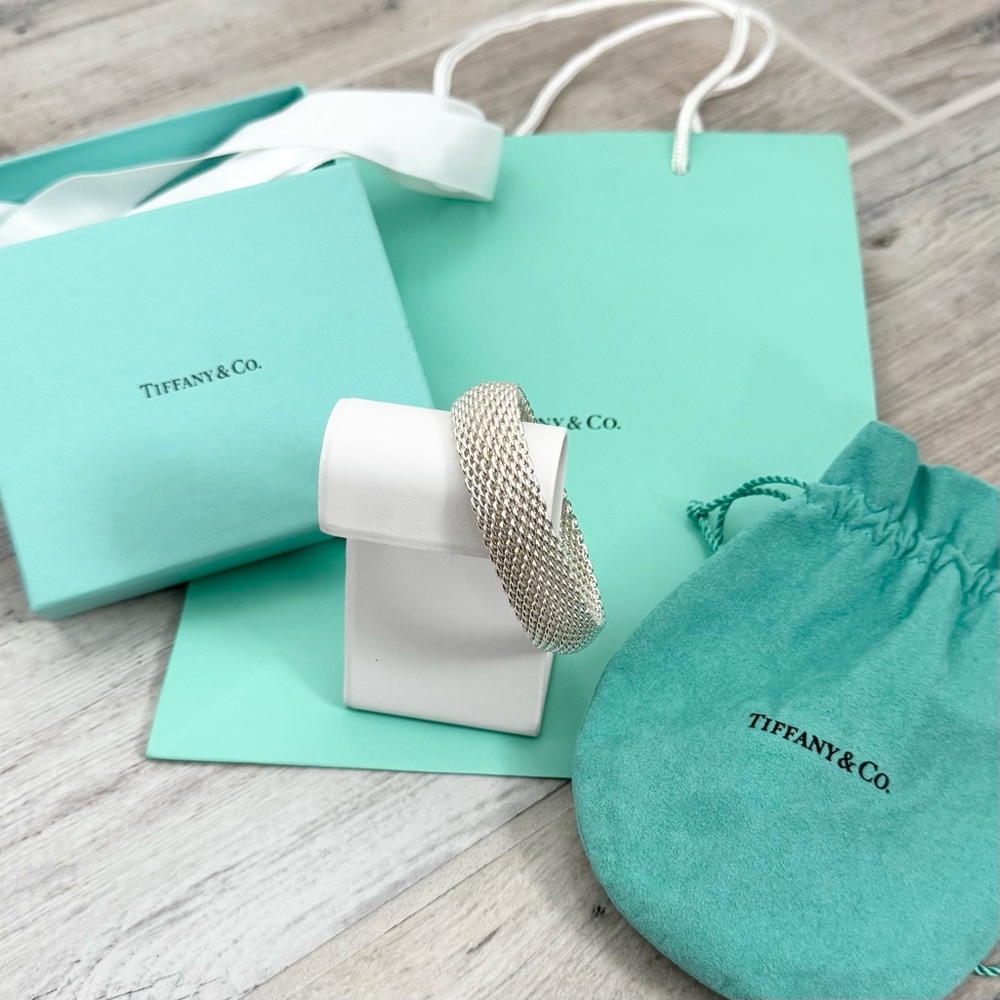 Tiffany & Co. Sterling Silver Somerset Mesh Bangle Bracelet